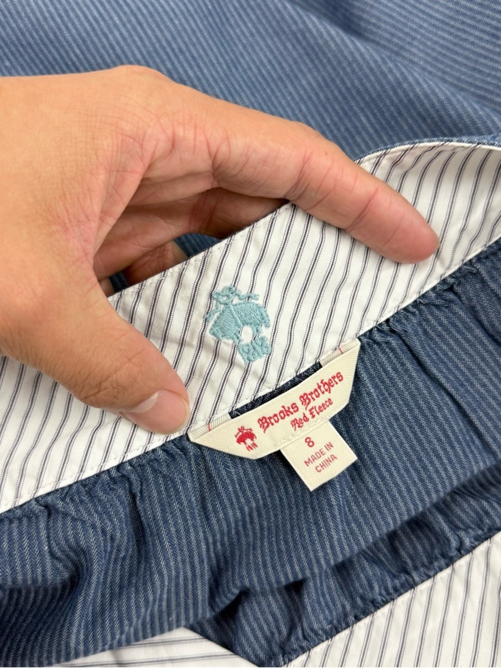 Brooks Brothers Red Fleece Pleated Blue Stripe Pattern Cotton Mini Skirt - Picture 5 of 6